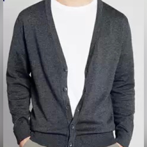 New Men/women 100% wool dark grey cardigan Club Monaco side pockets size M - Picture 8 of 10